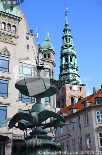 Image of Amagertorv, central pedestrian area in Storkespringvandet, Copen