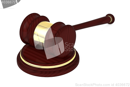 Image of Wooden judge gavel and soundboard.