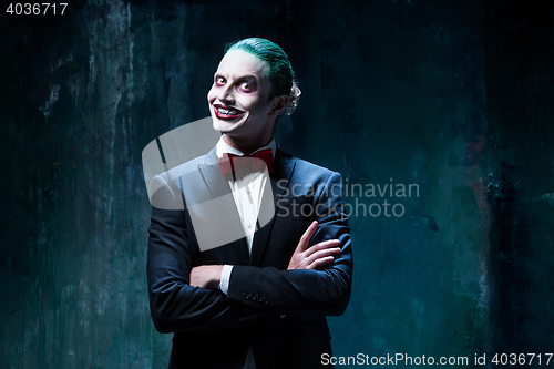 Image of Bloody Halloween theme: crazy joker face