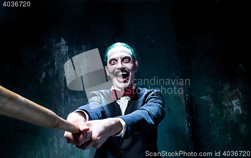 Image of Bloody Halloween theme: crazy joker face