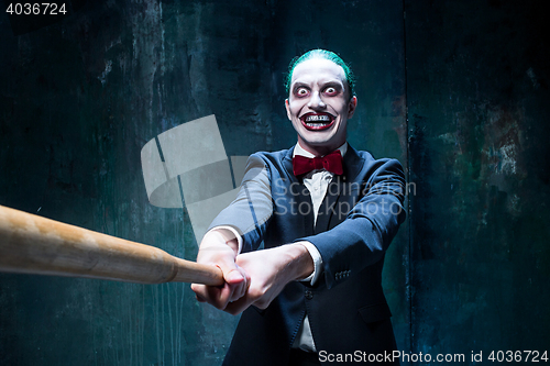 Image of Bloody Halloween theme: crazy joker face