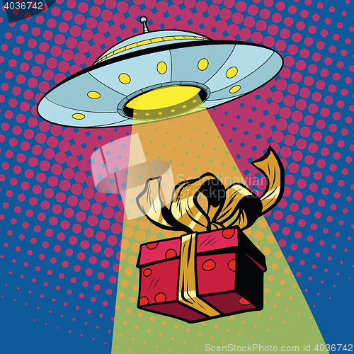 Image of UFO abducts gift box