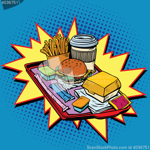 Image of Fast food dinner pop art style