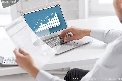 Image of businessman with laptop computer working at office