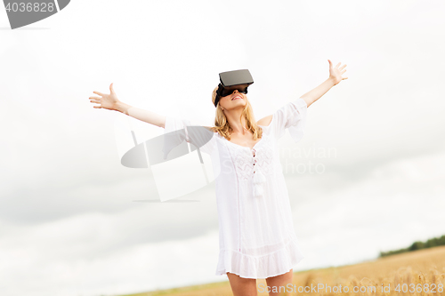 Image of woman in virtual reality headset on cereal field