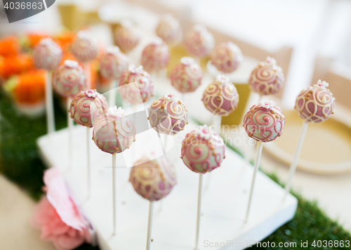 Image of close up of cake pops or lollipops