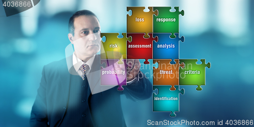 Image of Businessman Focussing On A Risk Assessment Puzzle