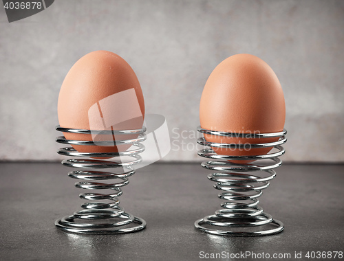 Image of two freshly boiled eggs