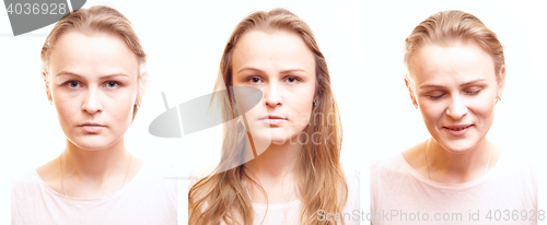 Image of Girl passport photos with different emotions.