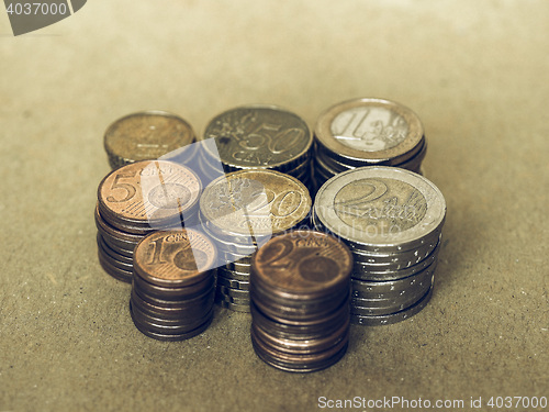 Image of Vintage Euro coins pile