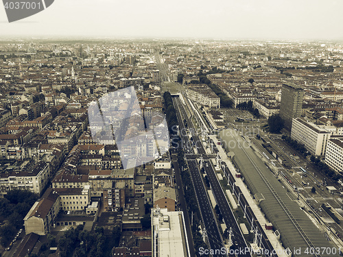 Image of Aerial view of Turin vintage desaturated