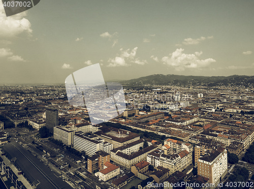 Image of Aerial view of Turin vintage desaturated