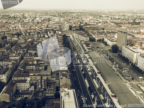 Image of Aerial view of Turin vintage desaturated