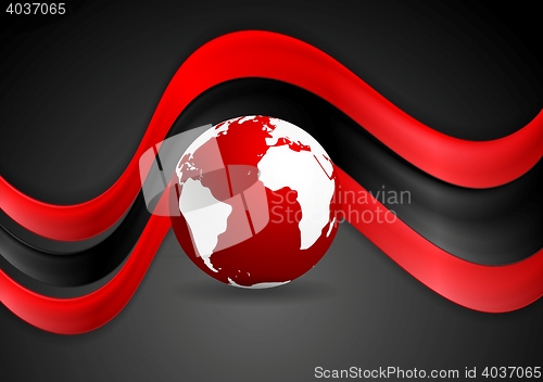 Image of Graphic wavy design with globe