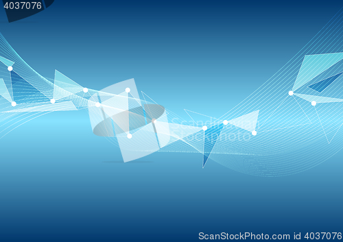 Image of Abstract blue wavy low poly design