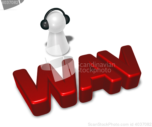 Image of wav tag and pawn with headphones - 3d rendering