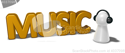 Image of music tag and pawn with headphones - 3d rendering