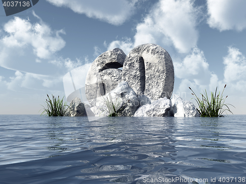 Image of number sixty rock at water - 3d illustration
