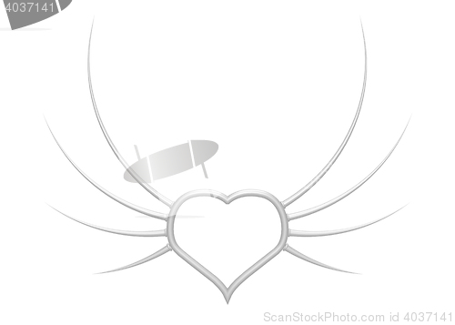 Image of heart with prickle wings - 3d illustration