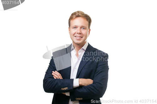 Image of Smiling Man in Black Suit