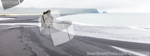 Image of Big rock on the black beach, Iceland