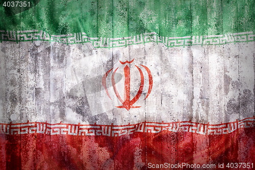 Image of Grunge style of Iran flag on a brick wall