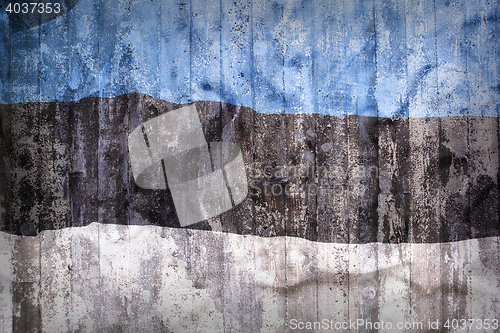 Image of Grunge style of Estonia flag on a brick wall  
