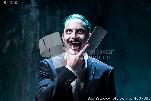 Image of Bloody Halloween theme: crazy joker face