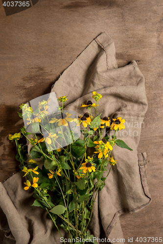 Image of The florist desktop with working tools