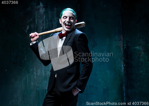 Image of Bloody Halloween theme: crazy joker face