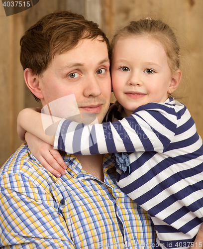 Image of Portrait of father and beautiful little daughter