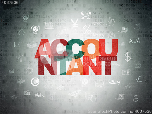 Image of Banking concept: Accountant on Digital Data Paper background