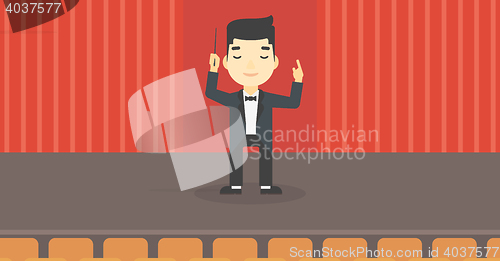 Image of Conductor directing with baton.