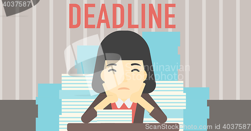 Image of Business woman having problem with deadline.