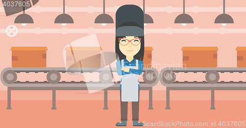 Image of Confident smiling welder vector illustration.