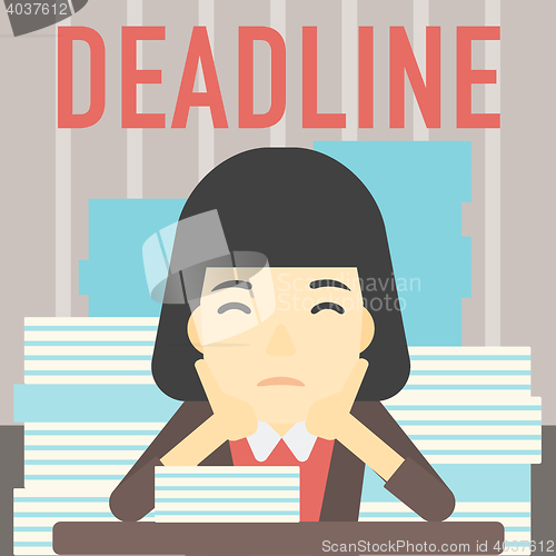 Image of Business woman having problem with deadline.