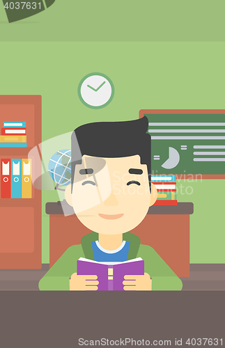 Image of Student reading book vector illustration.