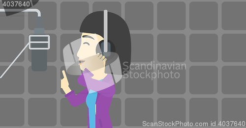 Image of Singer recording song vector illustration.