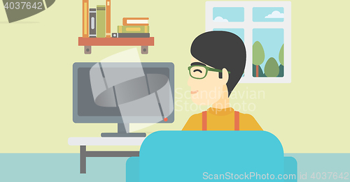 Image of Man watching TV.