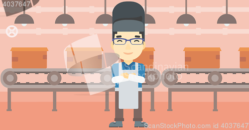 Image of Confident smiling welder vector illustration.