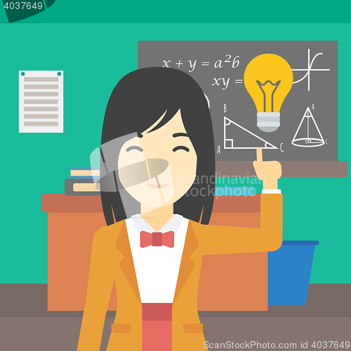 Image of Student pointing at light bulb vector illustration