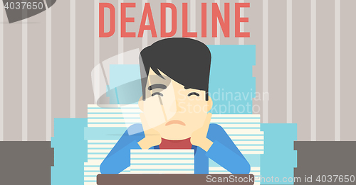 Image of Businessman having problem with deadline.