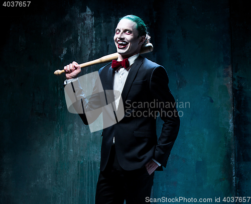 Image of Bloody Halloween theme: crazy joker face