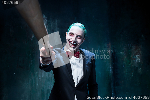 Image of Bloody Halloween theme: crazy joker face