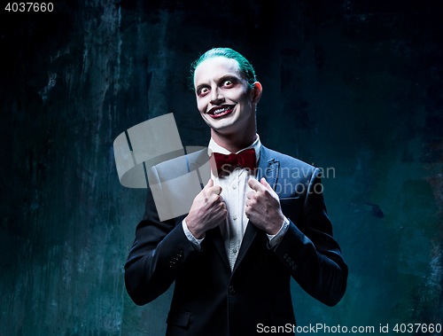 Image of Bloody Halloween theme: crazy joker face