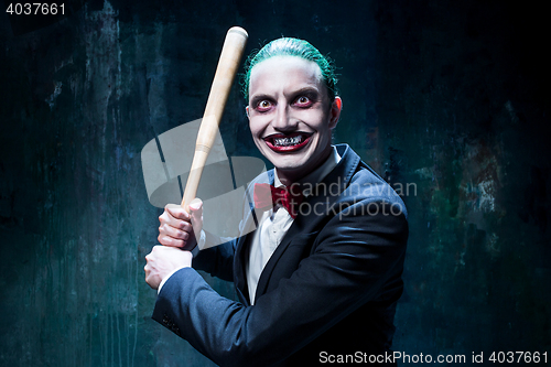 Image of Bloody Halloween theme: crazy joker face