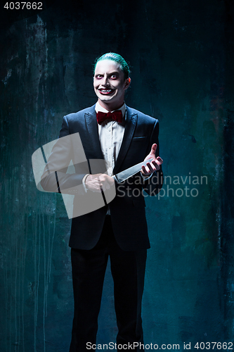 Image of Bloody Halloween theme: crazy joker face