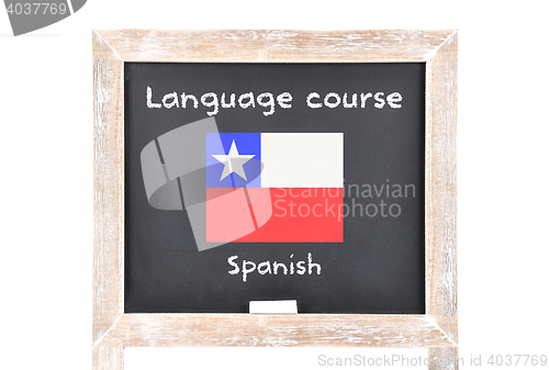 Image of Language course with flag on board