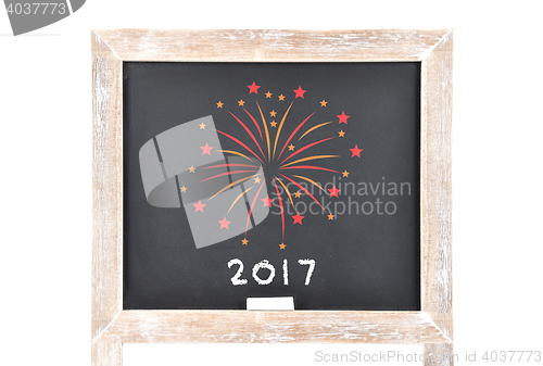 Image of Fireworks 2017 on blackboard