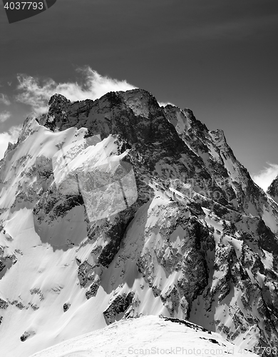 Image of Black and white on winter snow mountain